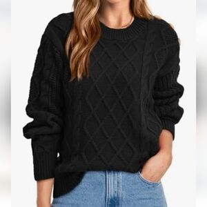 Classic Black Cable Knit Sweater
